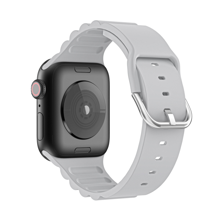 Correa de reloj de silicona de estilo B de negocios para Apple Watch Series  6 \u0026 SE \u0026 5 \u0026 4 44mm / 3 \u0026 2 \u0026 1 42mm (gris claro)