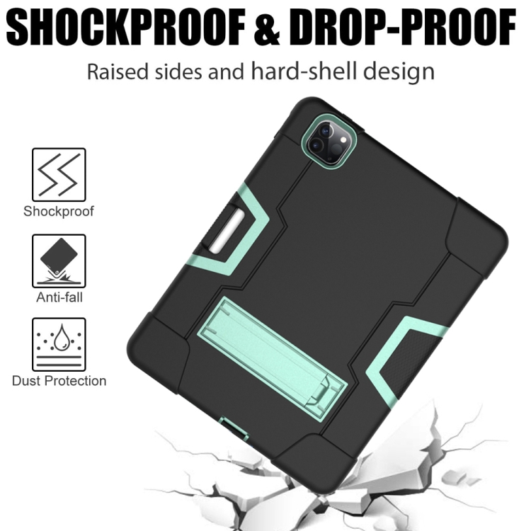 Contrast Color Robot Shockproof Silicone + PC Protective Case with Holder & Pen Slot For iPad Pro 12.9 (2018) / (2020)(Black + Mint Green) Contrast Color Robot Shockproof Silicone + PC Protective Case with Holder & Pen Slot For iPad Pro 12.9 (2018) / (2020)(Black + Mint Green)