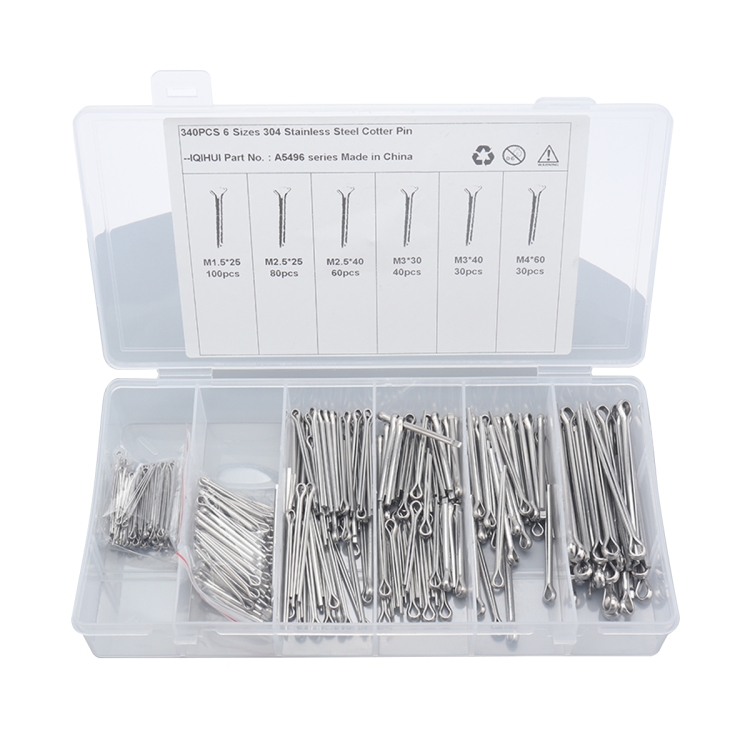 6 Pieces 304 Stainless Steel Cotter Pin Assortment Kit Rust Resistant 