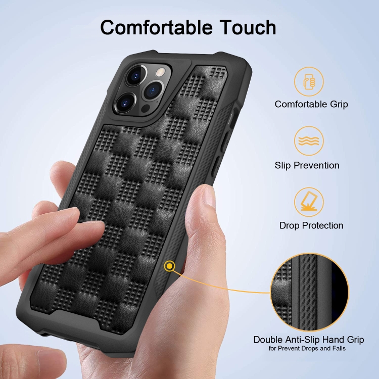 For iPhone 12 / 12 Pro 3D Embossed PU + PC + TPU Skidproof Shockproof Case(Black) For iPhone 12 / 12 Pro 3D Embossed PU + PC + TPU Skidproof Shockproof Case(Black)