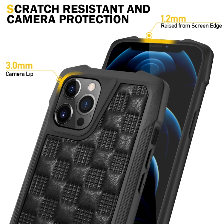 For iPhone 12 / 12 Pro 3D Embossed PU + PC + TPU Skidproof Shockproof Case(Black) For iPhone 12 / 12 Pro 3D Embossed PU + PC + TPU Skidproof Shockproof Case(Black)