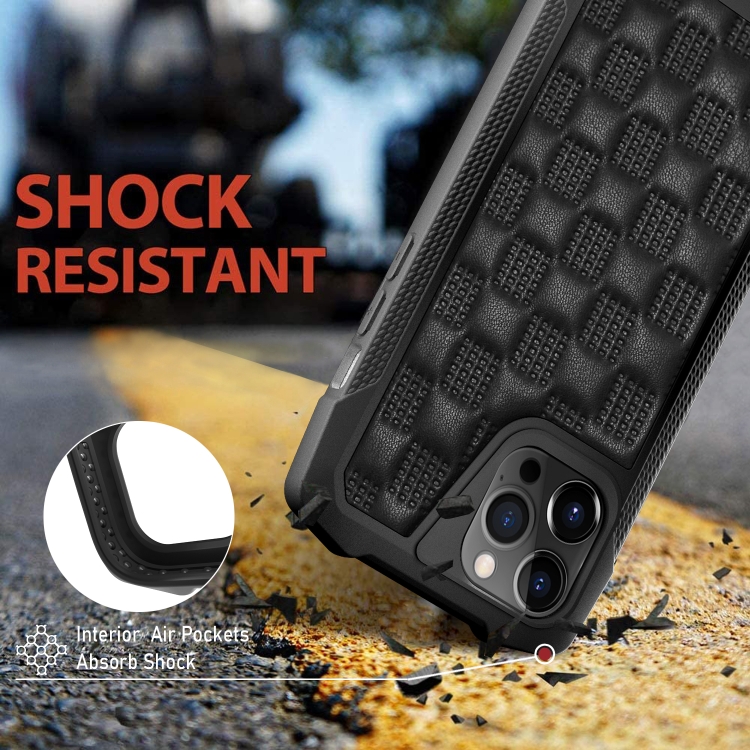 For iPhone 12 / 12 Pro 3D Embossed PU + PC + TPU Skidproof Shockproof Case(Black) For iPhone 12 / 12 Pro 3D Embossed PU + PC + TPU Skidproof Shockproof Case(Black)