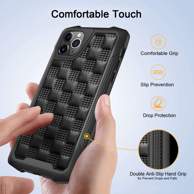 For iPhone 11 Pro 3D Embossed PU + PC + TPU Skidproof Shockproof Case (Brown)