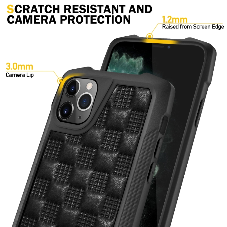 For iPhone 11 Pro 3D Embossed PU + PC + TPU Skidproof Shockproof Case (Brown)