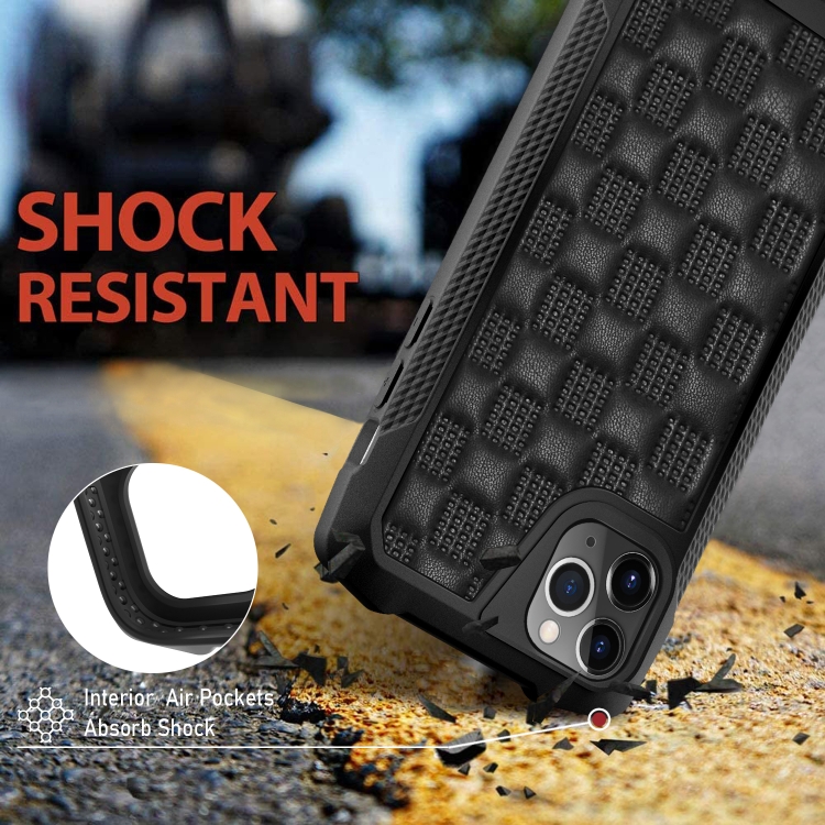 For iPhone 11 Pro 3D Embossed PU + PC + TPU Skidproof Shockproof Case (Brown)