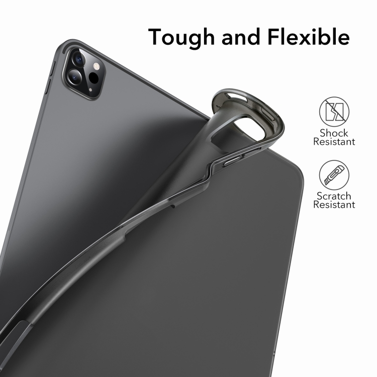 For iPad Pro 12.9 2022 / 2021 ESR Project Zero Pencil Series Shockproof Matte Soft TPU Protective Tablet Case with Pen Slot(Black)