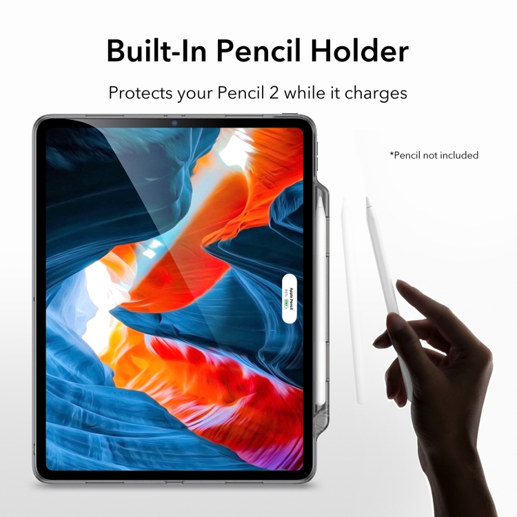 For iPad Pro 12.9 2022 / 2021 ESR Project Zero Pencil Series Shockproof Matte Soft TPU Protective Tablet Case with Pen Slot(Black)