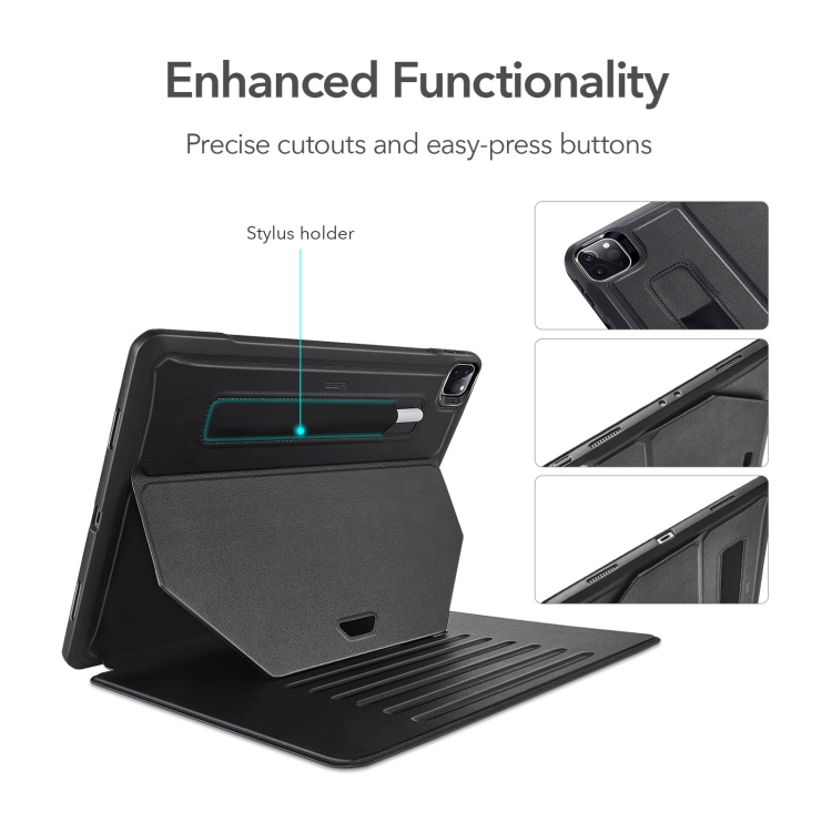 For iPad Pro 12.9 2022 / 2021 ESR Sentry Stand Series PC + PU Magnetic Horizontal Flip Leather Tablet Case with Holder & Pen Slot(Black) For iPad Pro 12.9 2022 / 2021 ESR Sentry Stand Series PC + PU Magnetic Horizontal Flip Leather Tablet Case with Holder & Pen Slot(Black)