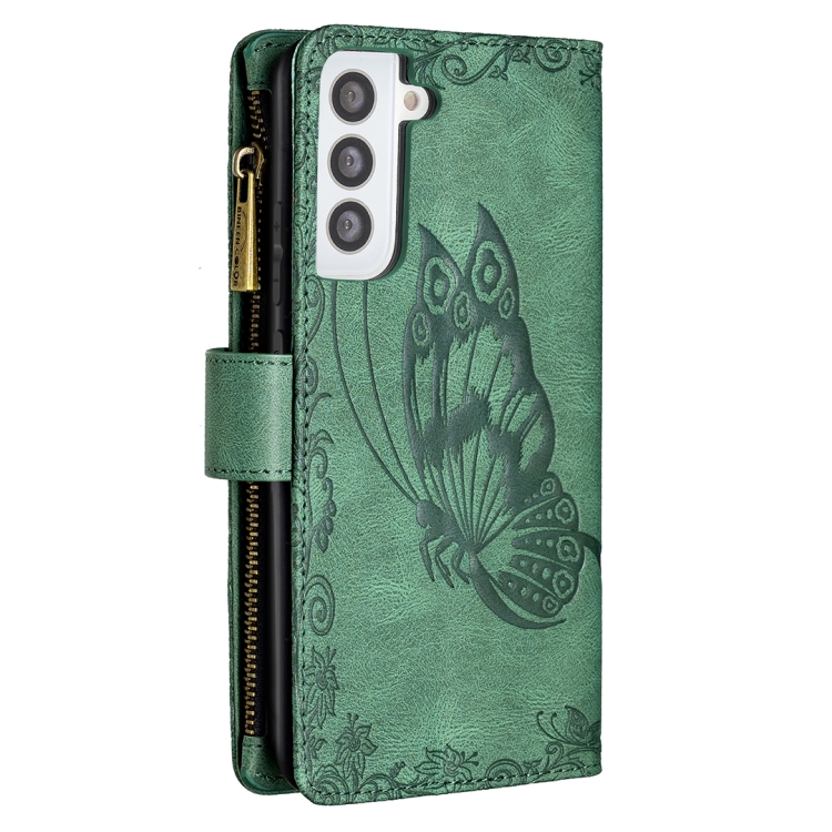 For Samsung Galaxy S21 5G Flying Butterfly Embossing Pattern Zipper Horizontal Flip Leather Case with Holder & Card Slots & Wallet(Green) For Samsung Galaxy S21 5G Flying Butterfly Embossing Pattern Zipper Horizontal Flip Leather Case with Holder & Card Slots & Wallet(Green)