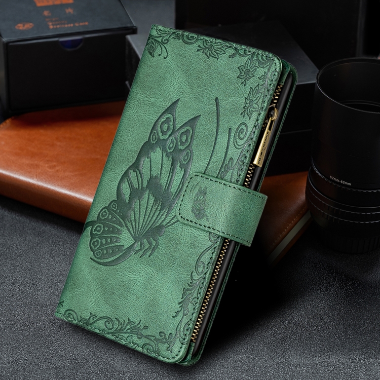 For Samsung Galaxy S21 5G Flying Butterfly Embossing Pattern Zipper Horizontal Flip Leather Case with Holder & Card Slots & Wallet(Green) For Samsung Galaxy S21 5G Flying Butterfly Embossing Pattern Zipper Horizontal Flip Leather Case with Holder & Card Slots & Wallet(Green)