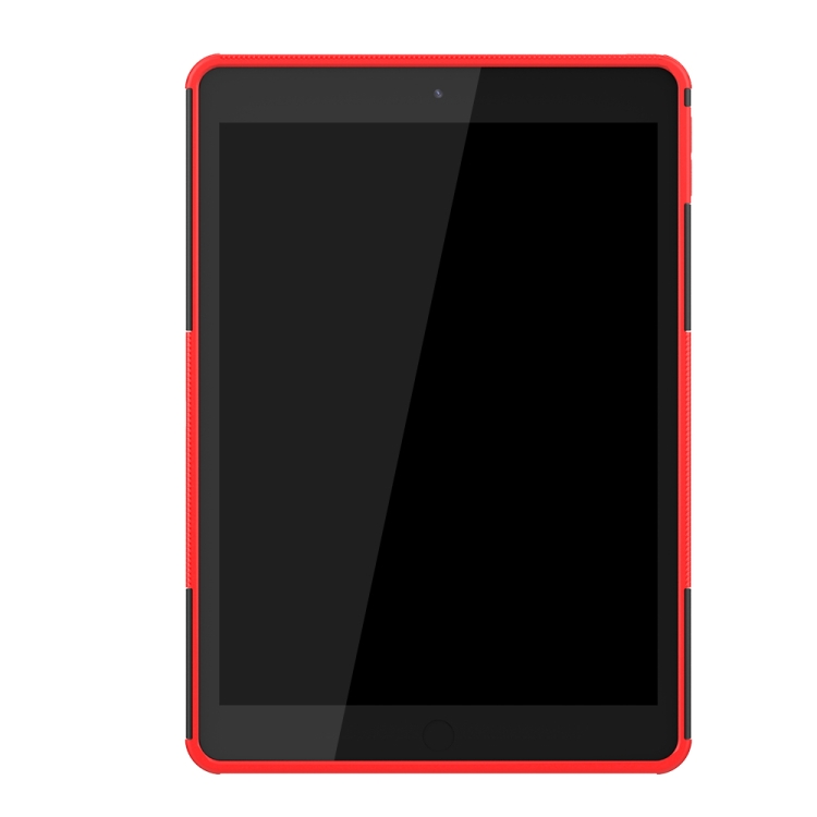 For iPad 10.2 Tire Texture TPU + PC Shockproof Case with Holder(Red)