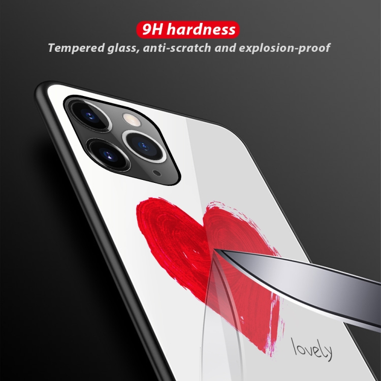 For iPhone 11 Colorful Painted Glass Case(Love) For iPhone 11 Colorful Painted Glass Case(Love)