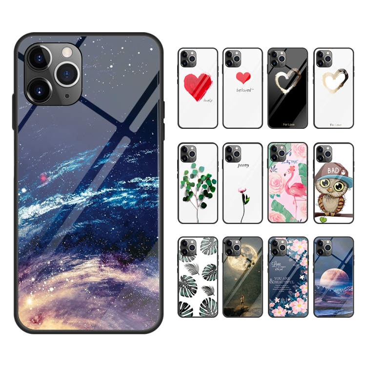 For iPhone 11 Colorful Painted Glass Case(Love) For iPhone 11 Colorful Painted Glass Case(Love)