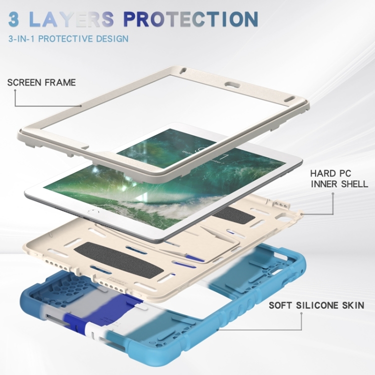 3-Layer Protection Screen Frame + PC + Silicone Shockproof Combination Case with Holder For iPad 9.7 (2018) / (2017) / Air 2 / Pro 9.7(Colorful Blue) 3-Layer Protection Screen Frame + PC + Silicone Shockproof Combination Case with Holder For iPad 9.7 (2018) / (2017) / Air 2 / Pro 9.7(Colorful Blue)