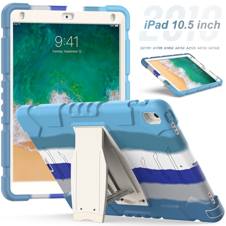 3-Layer Protection Screen Frame + PC + Silicone Shockproof Combination Case with Holder For iPad Pro 10.5 (2019) / (2017)(Colorful Blue) 3-Layer Protection Screen Frame + PC + Silicone Shockproof Combination Case with Holder For iPad Pro 10.5 (2019) / (2017)(Colorful Blue)