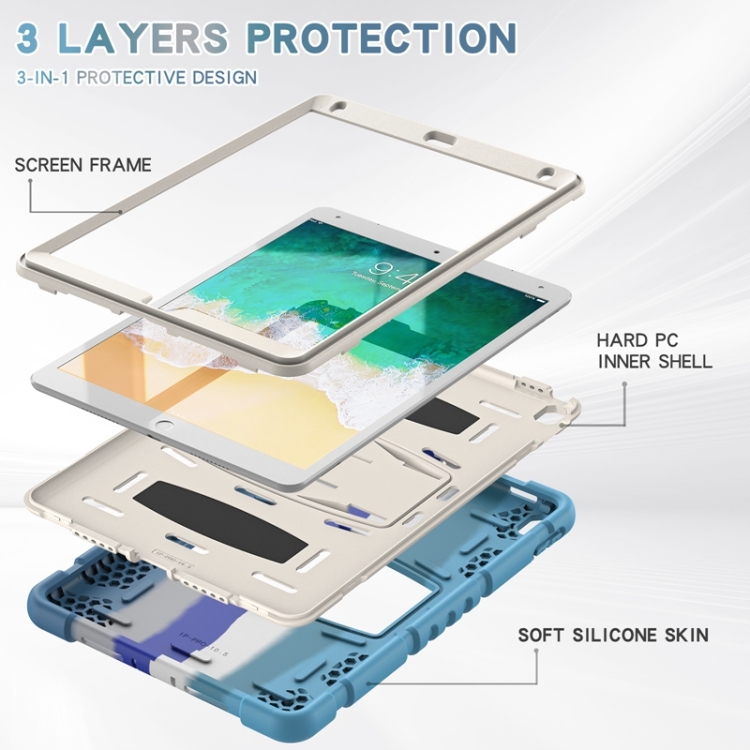 3-Layer Protection Screen Frame + PC + Silicone Shockproof Combination Case with Holder For iPad Pro 10.5 (2019) / (2017)(Colorful Blue) 3-Layer Protection Screen Frame + PC + Silicone Shockproof Combination Case with Holder For iPad Pro 10.5 (2019) / (2017)(Colorful Blue)