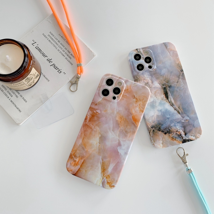 For iPhone 11 Agate Marble Pattern Protective Case With Lanyard (Purple) For iPhone 11 Agate Marble Pattern Protective Case With Lanyard (Purple)
