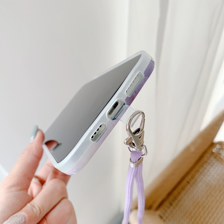 For iPhone 11 Agate Marble Pattern Protective Case With Lanyard (Purple) For iPhone 11 Agate Marble Pattern Protective Case With Lanyard (Purple)