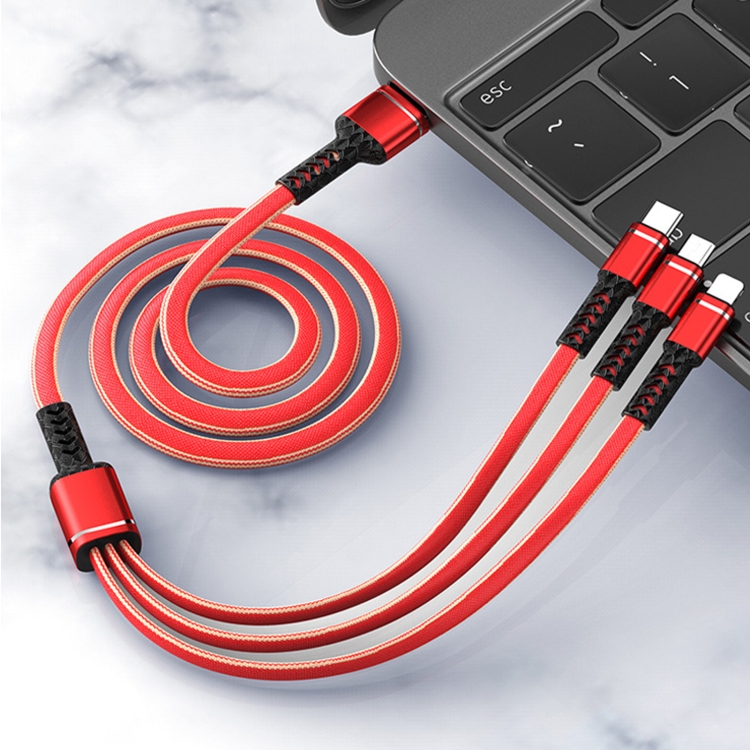 1.2m USB to 8 Pin + USB-C / Type-C + Micro USB 3 in 1 Nylon Braided Charging Cable(Grey) 1.2m USB to 8 Pin + USB-C / Type-C + Micro USB 3 in 1 Nylon Braided Charging Cable(Grey)