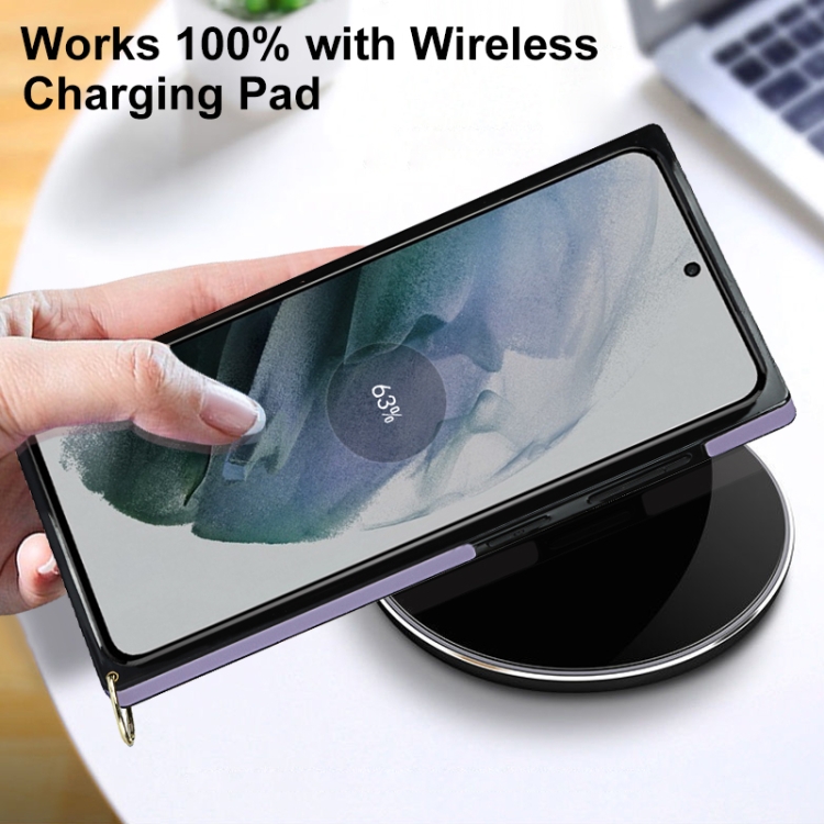 For Samsung Galaxy S21 5G Elegant Rhombic Pattern Microfiber Leather +TPU Shockproof Case with Crossbody Strap Chain(Purple) For Samsung Galaxy S21 5G Elegant Rhombic Pattern Microfiber Leather +TPU Shockproof Case with Crossbody Strap Chain(Purple)