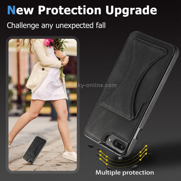 Ultra-thin Shockproof Protective Case with Holder & Metal Magnetic Function For iPhone 8 Plus / 7 Plus(Black) Ultra-thin Shockproof Protective Case with Holder & Metal Magnetic Function For iPhone 8 Plus / 7 Plus(Black)
