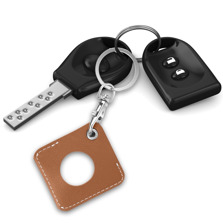 Square PU Leather Case Shockproof Anti-scratch Protective Cover with Keychain Ring Loop For AirTag(Brown) Square PU Leather Case Shockproof Anti-scratch Protective Cover with Keychain Ring Loop For AirTag(Brown)
