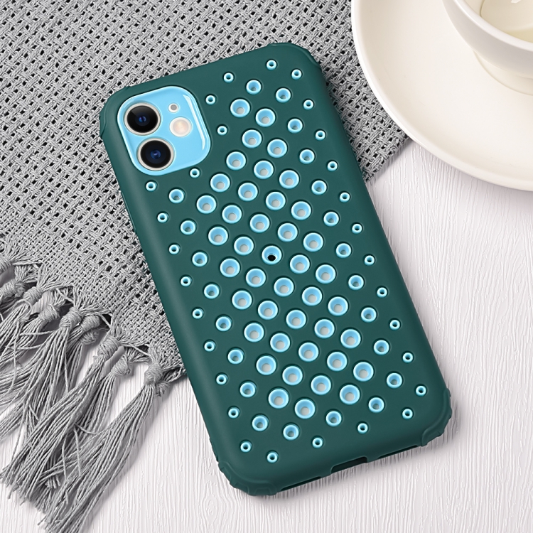 For iPhone 11 Candy Color Mesh Heat Dissipation TPU Protective Case (Dark Green) For iPhone 11 Candy Color Mesh Heat Dissipation TPU Protective Case (Dark Green)
