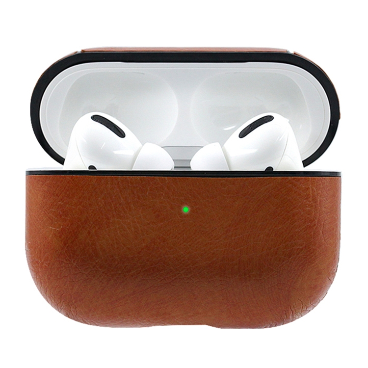 For Apple AirPods Pro Genuine Leather Wireless Earphone Protective Case(Brown) For Apple AirPods Pro Genuine Leather Wireless Earphone Protective Case(Brown)