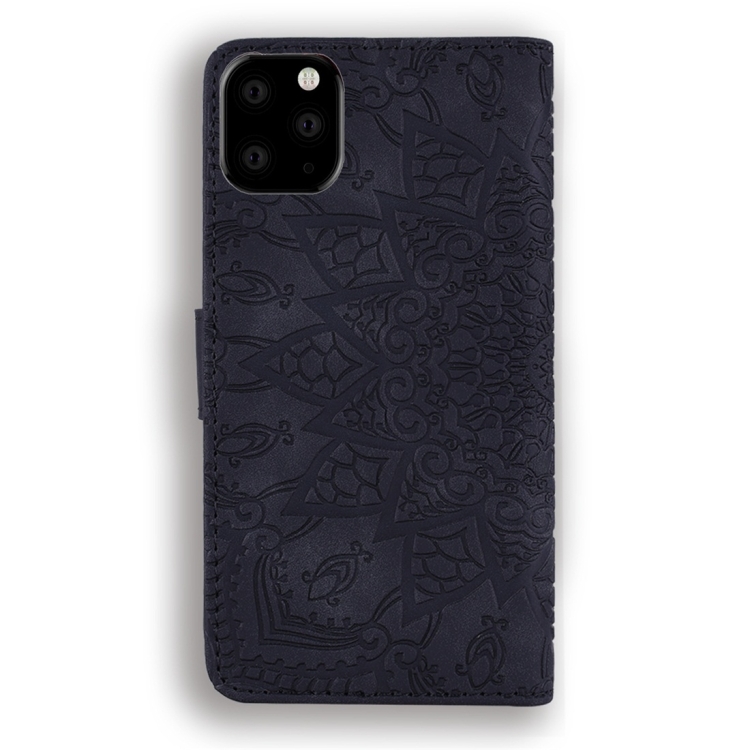 For iPhone 11 Calf Pattern Diamond Mandala Double Folding Design Embossed Leather Case with Wallet & Holder & Card Slots(Black) For iPhone 11 Calf Pattern Diamond Mandala Double Folding Design Embossed Leather Case with Wallet & Holder & Card Slots(Black)