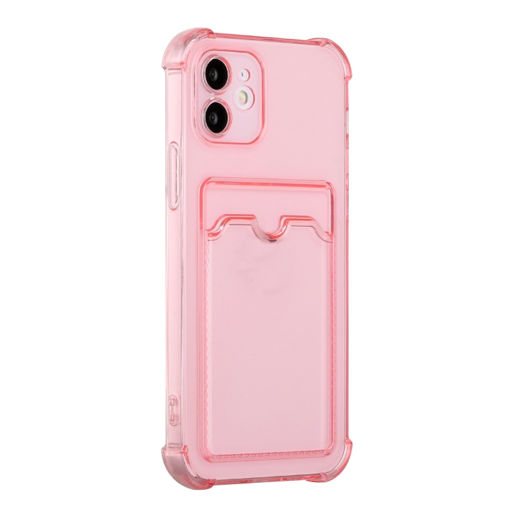 For iPhone 12 TPU Dropproof Protective Back Case with Card Slot(Pink) For iPhone 12 TPU Dropproof Protective Back Case with Card Slot(Pink)