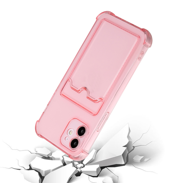 For iPhone 12 TPU Dropproof Protective Back Case with Card Slot(Pink) For iPhone 12 TPU Dropproof Protective Back Case with Card Slot(Pink)