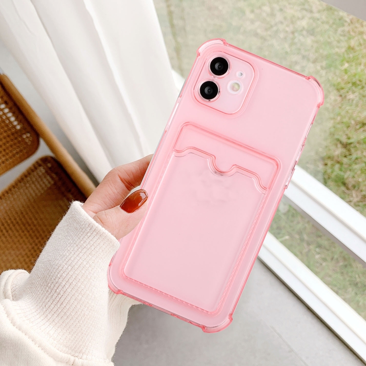For iPhone 12 TPU Dropproof Protective Back Case with Card Slot(Pink) For iPhone 12 TPU Dropproof Protective Back Case with Card Slot(Pink)