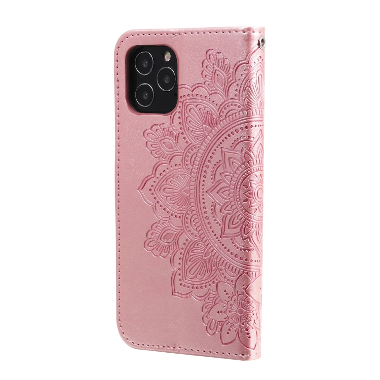 For iPhone 12 / 12 Pro 7-petal Flowers Embossing Pattern Horizontal Flip PU Leather Case with Holder & Card Slots & Wallet & Photo Frame(Rose Gold) For iPhone 12 / 12 Pro 7-petal Flowers Embossing Pattern Horizontal Flip PU Leather Case with Holder & Card Slots & Wallet & Photo Frame(Rose Gold)
