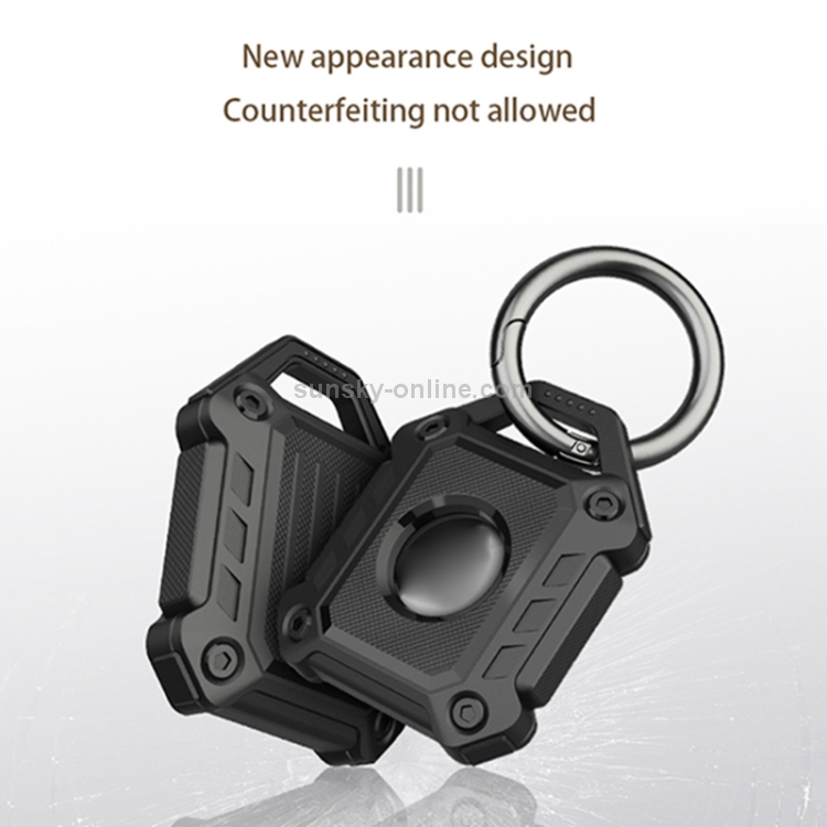 Armor Anti-scratch Shockproof TPU Protective Cover Case with Keychain Hook Loop for AirTag(Black) Armor Anti-scratch Shockproof TPU Protective Cover Case with Keychain Hook Loop for AirTag(Black)