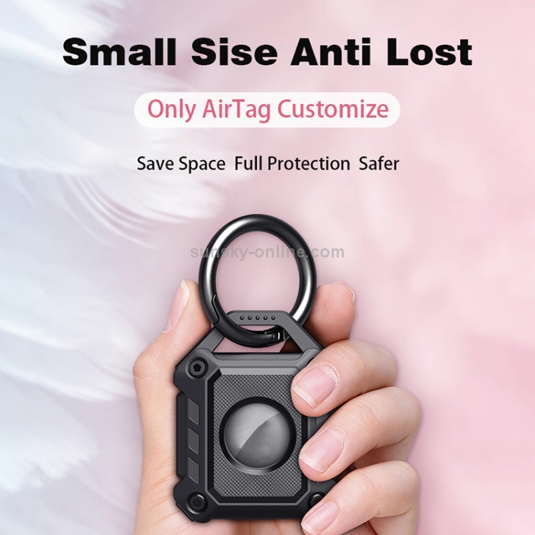 Armor Anti-scratch Shockproof TPU Protective Cover Case with Keychain Hook Loop for AirTag(Black) Armor Anti-scratch Shockproof TPU Protective Cover Case with Keychain Hook Loop for AirTag(Black)