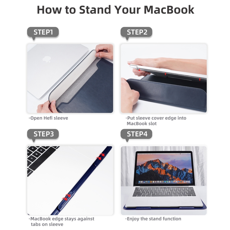 For Macbook 13.3 inch DUX DUCIS HEFI Series Laptop Protective Standing Sleeve(Blue) For Macbook 13.3 inch DUX DUCIS HEFI Series Laptop Protective Standing Sleeve(Blue)