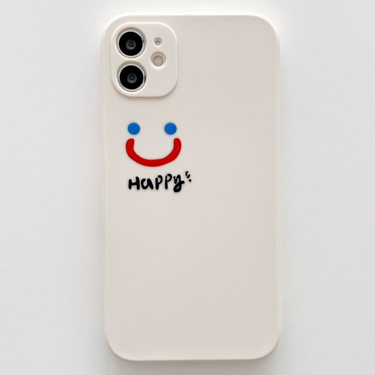 For iPhone 12 Side Happy Smiling Face Printed Pattern TPU Protective Case(White) For iPhone 12 Side Happy Smiling Face Printed Pattern TPU Protective Case(White)
