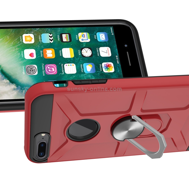 War-god Armor TPU + PC Shockproof Magnetic Protective Case with Ring Holder For iPhone 8 Plus / 7 Plus(Red) War-god Armor TPU + PC Shockproof Magnetic Protective Case with Ring Holder For iPhone 8 Plus / 7 Plus(Red)