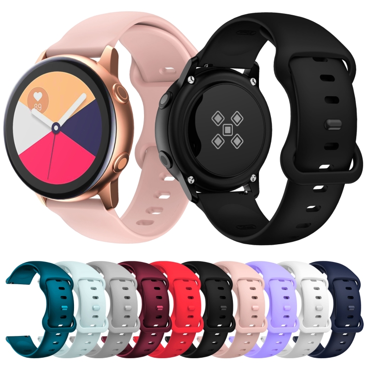 Samsung Galaxy Watch Active 3 41mm 나비 버클 실리콘 시계 밴드 (빨간색)의 경우 20mm