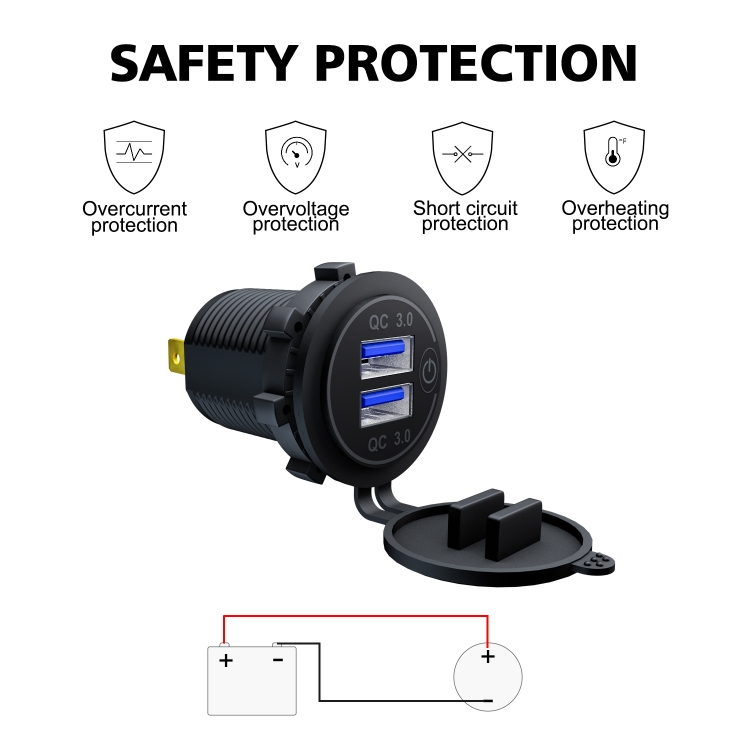 CS-1026A1 Car Touch Switch Single Aperture Fast Charge QC 3.0 Dual USB Charger CS-1026A1 Car Touch Switch Single Aperture Fast Charge QC 3.0 Dual USB Charger