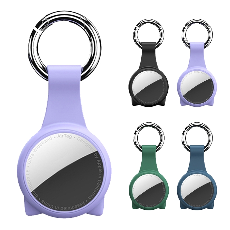 Round Shape Anti-scratch Shockproof Silicone Protective Cover Case with Keychain Hook Loop For AirTag(Purple) Round Shape Anti-scratch Shockproof Silicone Protective Cover Case with Keychain Hook Loop For AirTag(Purple)