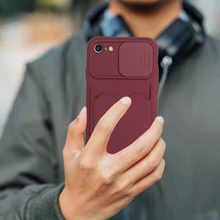 Sliding Camera Cover Design TPU Protective Case with Card Slot For iPhone 6s Plus / 6 Plus(Wine Red) Sliding Camera Cover Design TPU Protective Case with Card Slot For iPhone 6s Plus / 6 Plus(Wine Red)