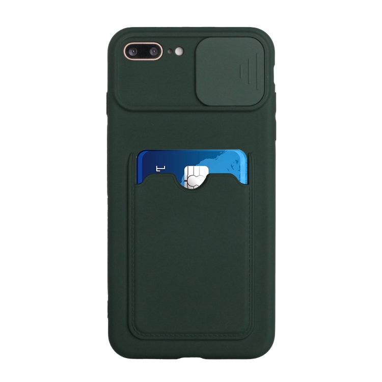 Sliding Camera Cover Design TPU Protective Case with Card Slot For iPhone 8 Plus / 7 Plus(Dark Green) Sliding Camera Cover Design TPU Protective Case with Card Slot For iPhone 8 Plus / 7 Plus(Dark Green)
