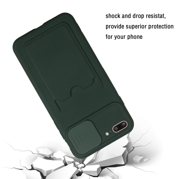 Sliding Camera Cover Design TPU Protective Case with Card Slot For iPhone 8 Plus / 7 Plus(Dark Green) Sliding Camera Cover Design TPU Protective Case with Card Slot For iPhone 8 Plus / 7 Plus(Dark Green)