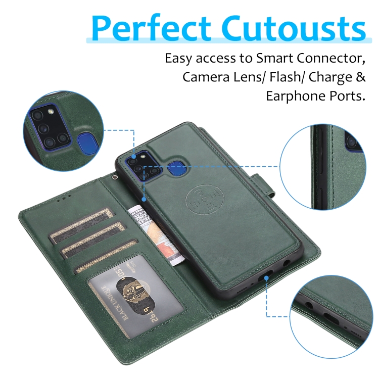 For Samsung Galaxy A21s Calf Texture in Detachable Magnetic