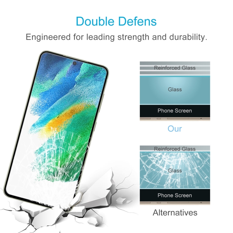 Protecteur d'écran pour Samsung Galaxy S21 FE 5G, 2 pièces, en verre trempé,  pour Mobile, Lcd