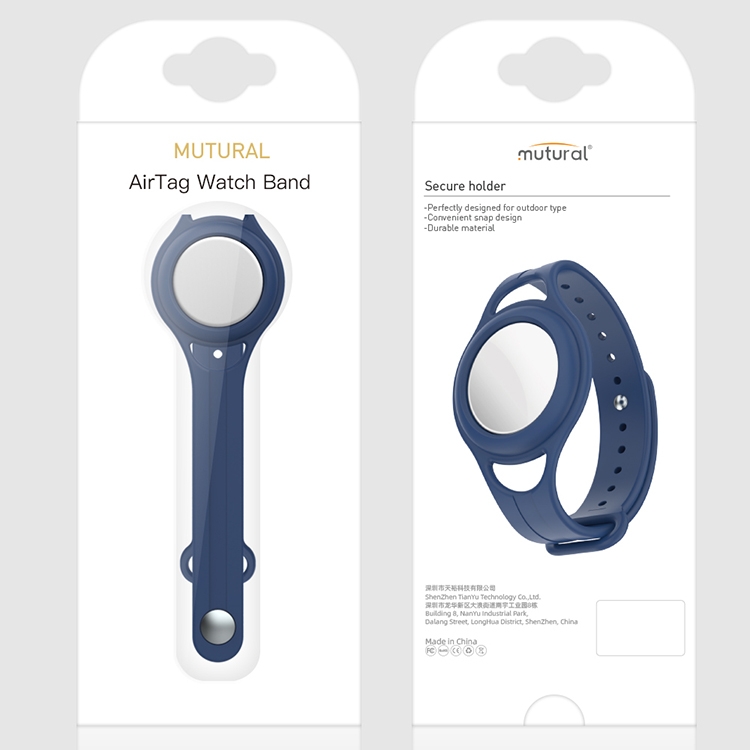 Mutural Silicone Protective Case Watchband for AirTag(Navy Blue) Mutural Silicone Protective Case Watchband for AirTag(Navy Blue)