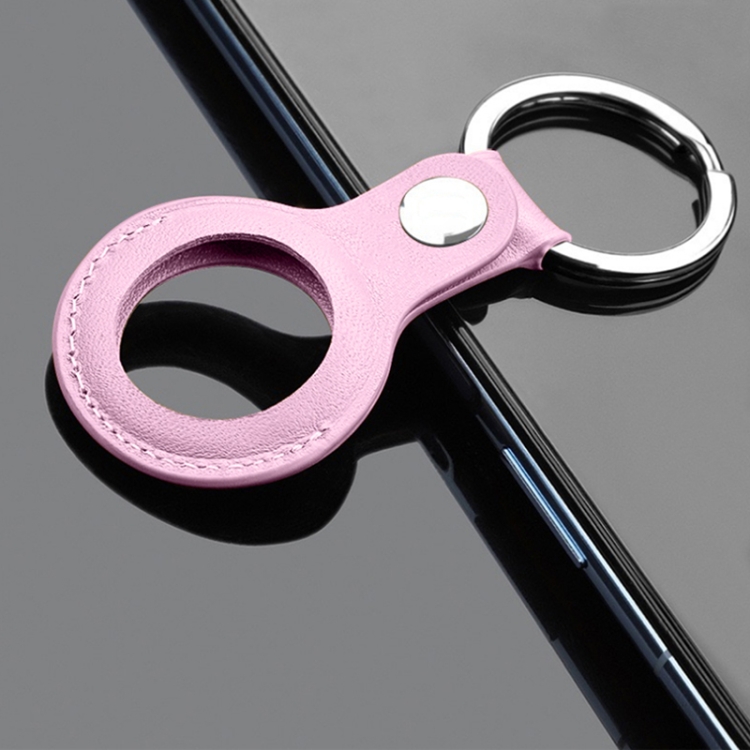 Mutural PU Leather Protective Case with Key Ring for AirTag(Pink) Mutural PU Leather Protective Case with Key Ring for AirTag(Pink)