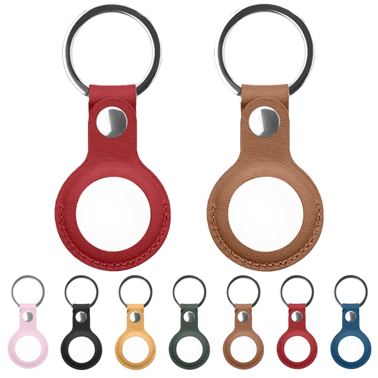 Mutural PU Leather Protective Case with Key Ring for AirTag(Pink) Mutural PU Leather Protective Case with Key Ring for AirTag(Pink)