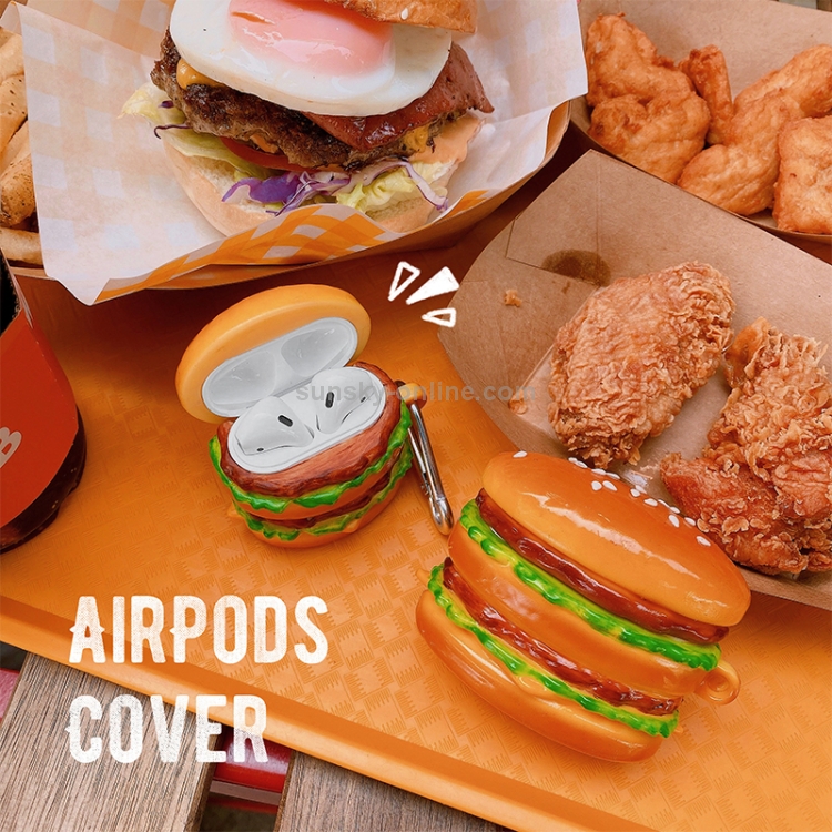 Burger Shape Silicone Wireless Earphone Protective Case For AirPods 1 / 2 Burger Shape Silicone Wireless Earphone Protective Case For AirPods 1 / 2